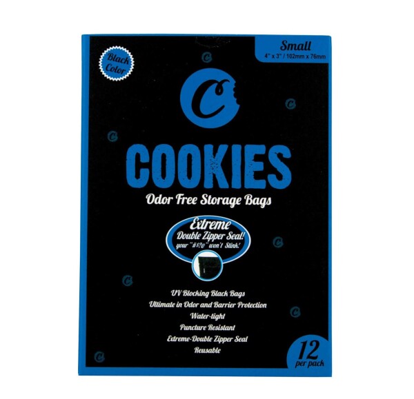 Cookies Sacks Black, geruchsdichter Zip-Beutel, 12 Stück, S