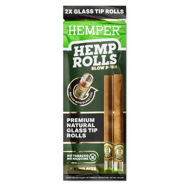 Hemper King Size Hemp Rolls + Glass Tip 2-Pack – Natural